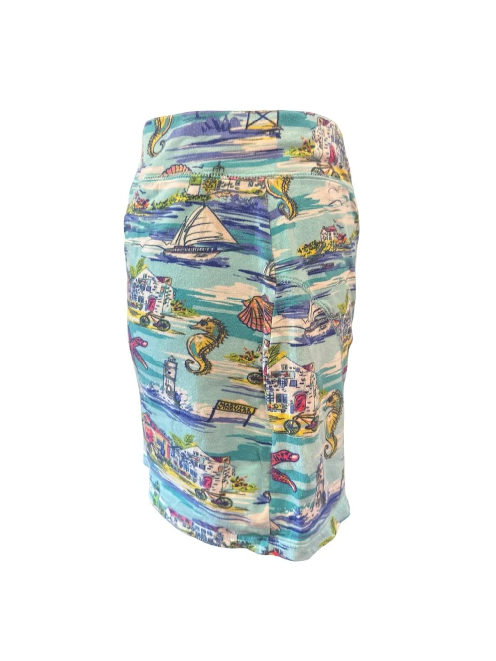Onque Casual Nautical Print Skort Coastal Grandmother Style Cotton Stretch M